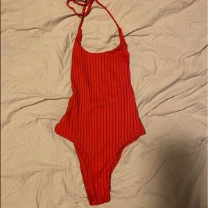 Red Halter One Piece Bathing Suit
